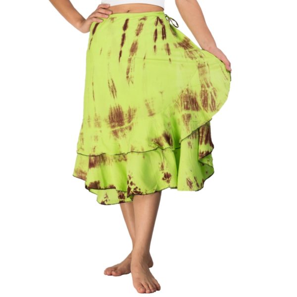 lime green Tie dye Wrap Skirt