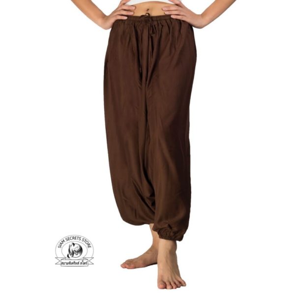 baggy harem pants mens womens brown front