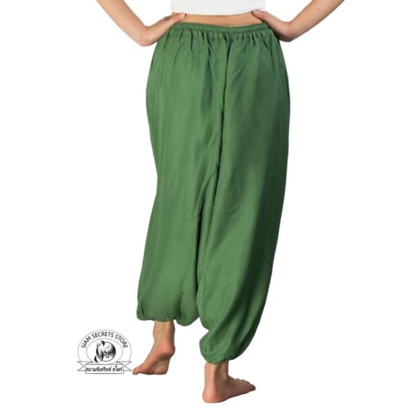 baggy harem pants mens womens green back