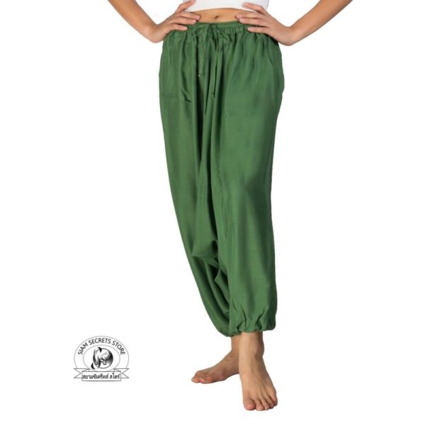 baggy harem pants mens womens green front