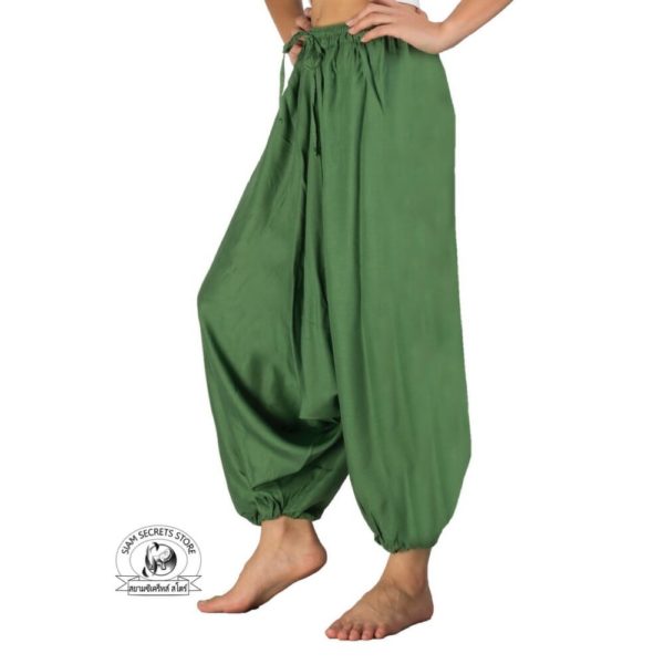 baggy harem pants mens womens green left