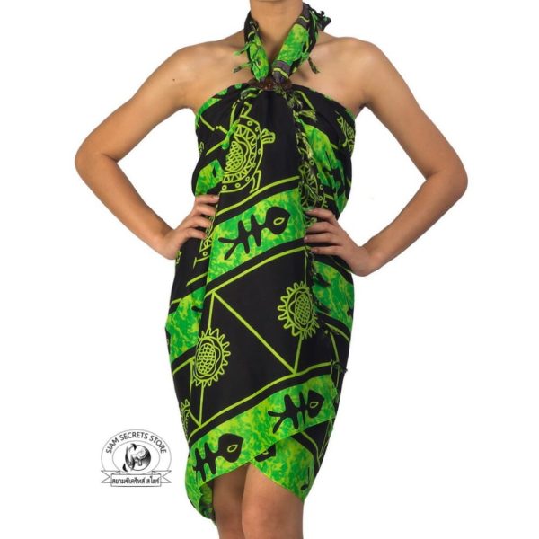 green batik print sarong wrap