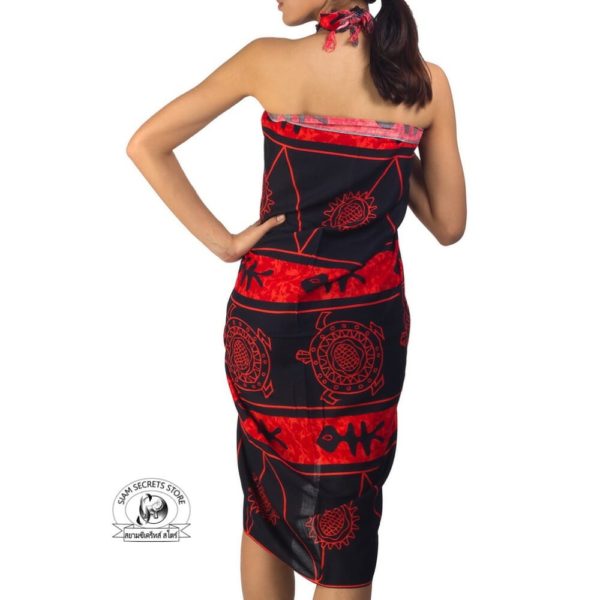Sarong black & red batik design