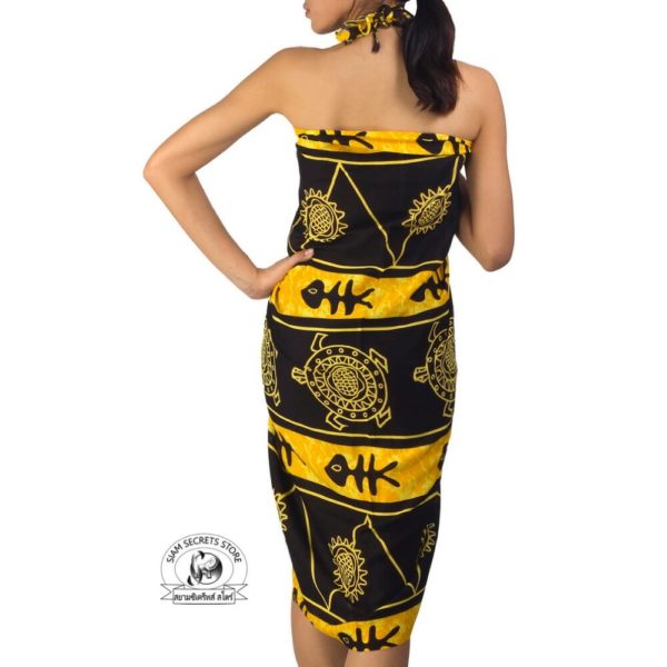 Yellow and black Batik Print sarong