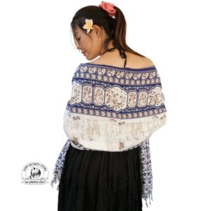 indigo sarong summer beach fashion Indigo Sarong worn as a shawl