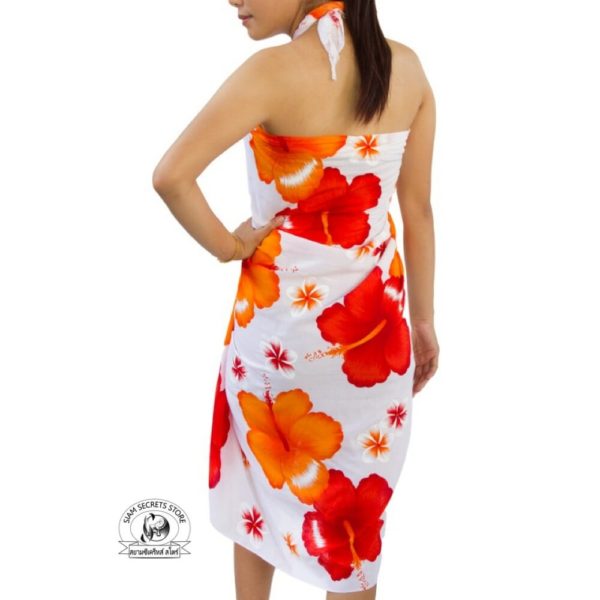floral sarong design Red Flowers back view