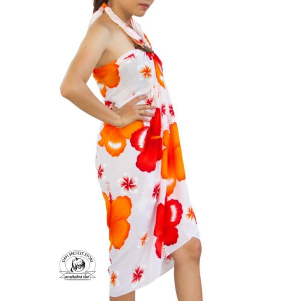 floral sarong design Red Flowers side view