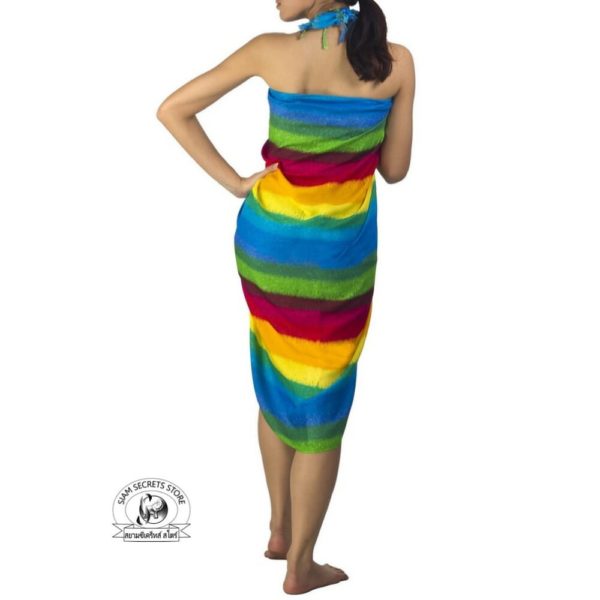colorful stripe pareo with sky blue