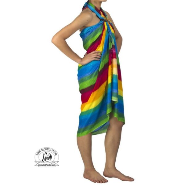 sarong in sky blue rainbow print