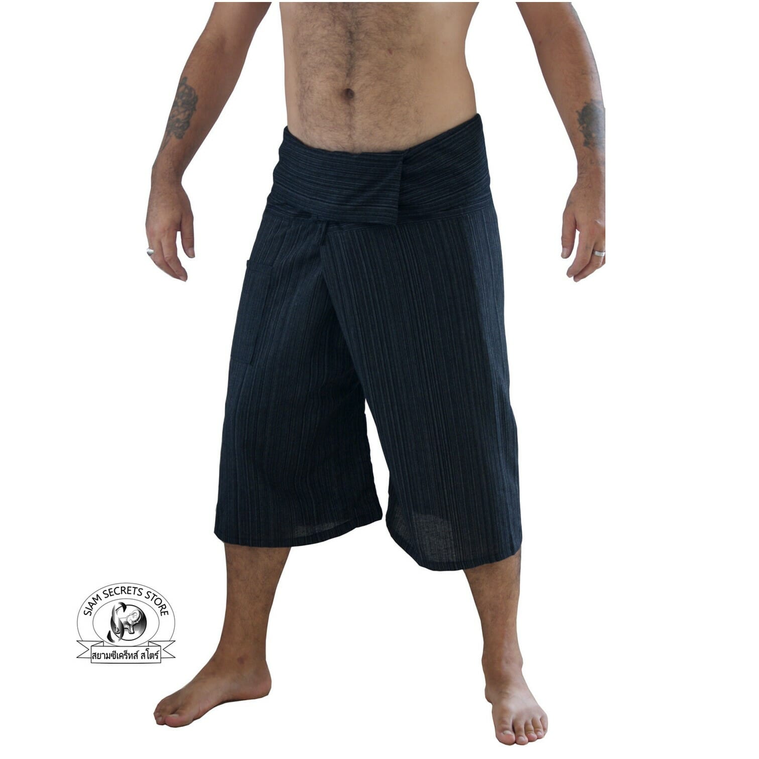 Dark Gray Long Cotton Fisherman Pants for Men