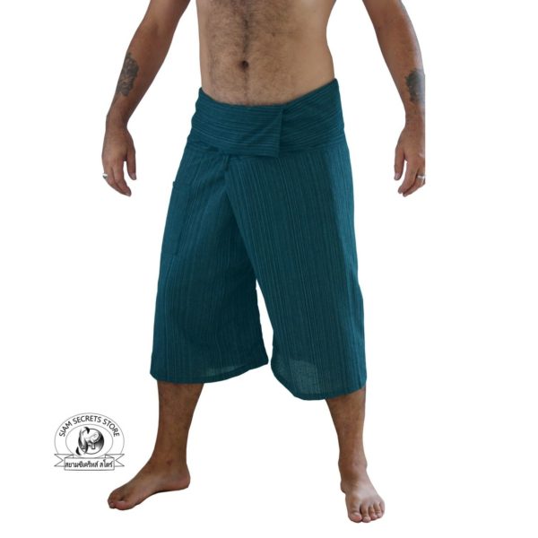 Green Thai Fisherman Pants Mens Capri Front