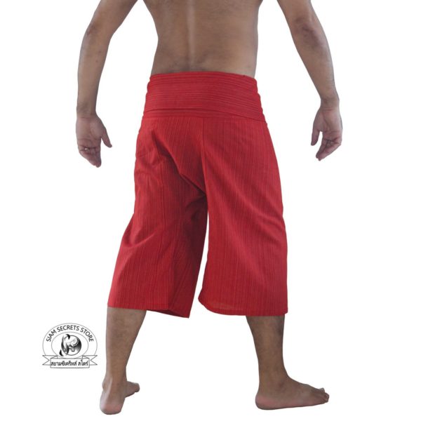 Red Thai Fisherman Pants Mens Capri Back