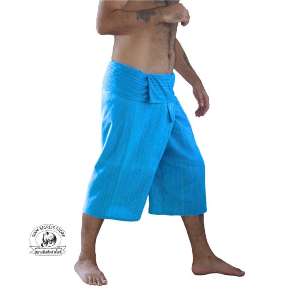 Sky Blue Thai Fisherman Pants Mens Capri Side