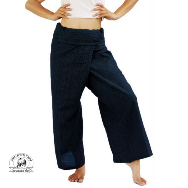 beach wrap pants trousers Yarn dyed Black 1