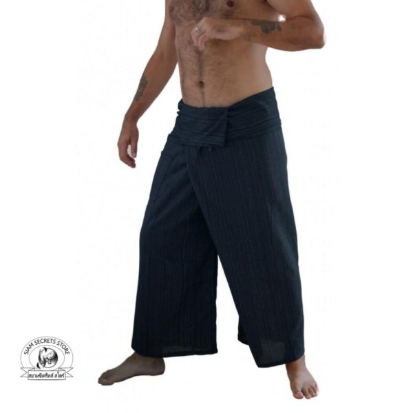 beach wrap pants trousers Yarn dyed Black 2