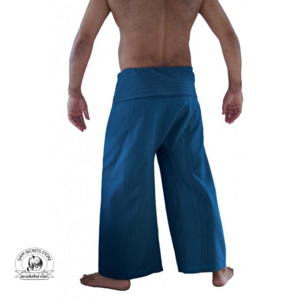 beach wrap pants trousers Yarn dyed blue 3