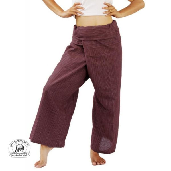 beach wrap pants trousers Yarn dyed Brick Red 1