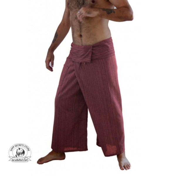 beach wrap pants trousers Yarn dyed brick red 2