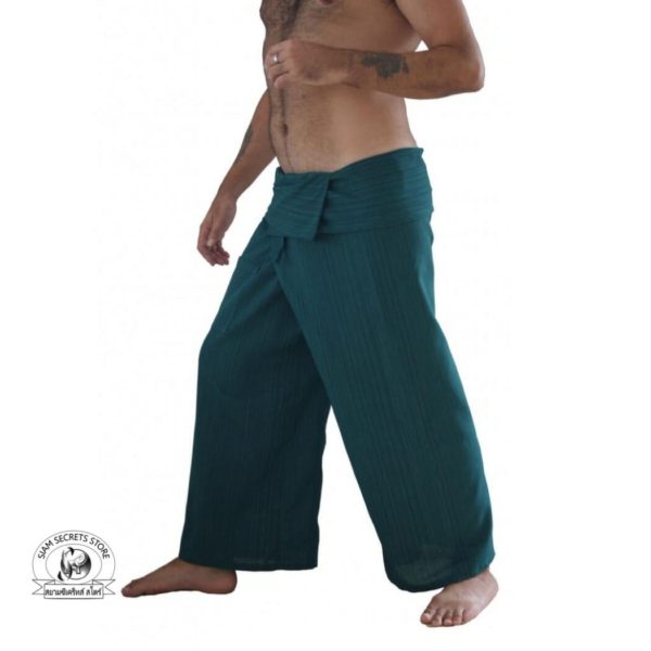 beach wrap pants trousers Yarn dyed green 2