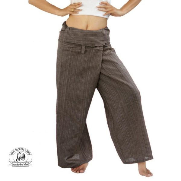 beach wrap pants trousers Yarn dyed khaki 1