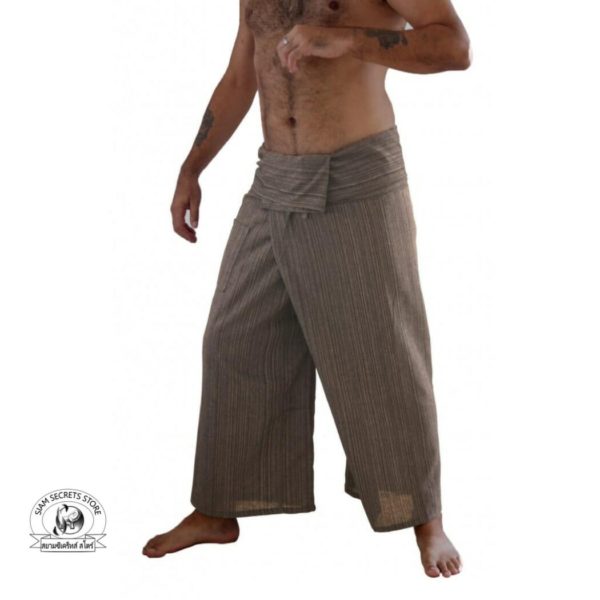 beach wrap pants trousers Yarn dyed khaki 2