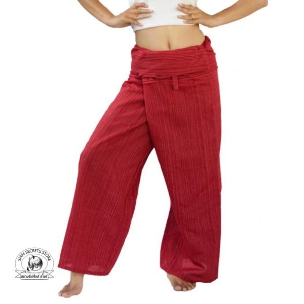 beach wrap pants trousers Yarn dyed Red 1