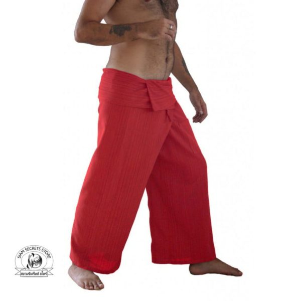 beach wrap pants trousers Yarn dyed red 2