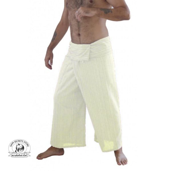 beach wrap pants trousers Yarn dyed white 2