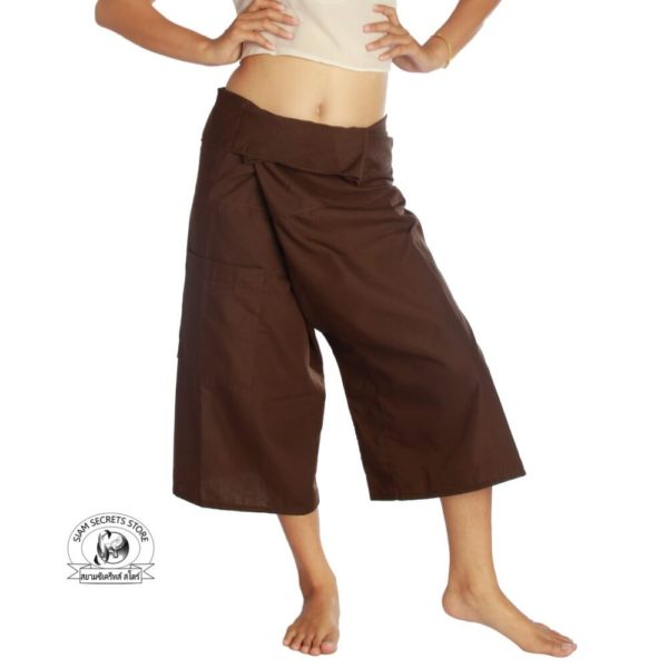 massage pants tai chi pants yoga wrap trousers Brown Fisherman Pants Capri