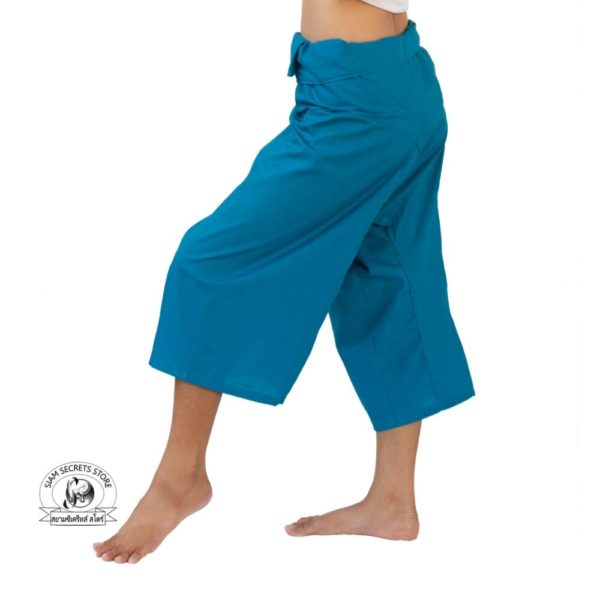 massage pants tai chi pants yoga wrap trousers Turquoise fishermen pants capri