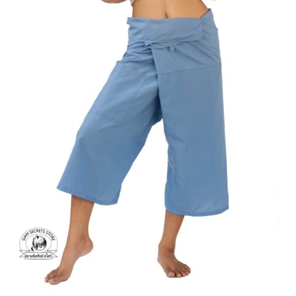 massage pants tai chi pants yoga wrap trousers Sky blue fisherman pants capri