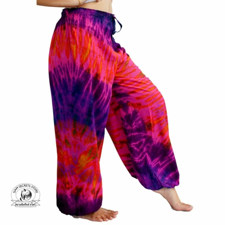 Pink Rainbow Tie Dye Pants Beach Or Yoga Wear Siam Secrets Apparel 5447