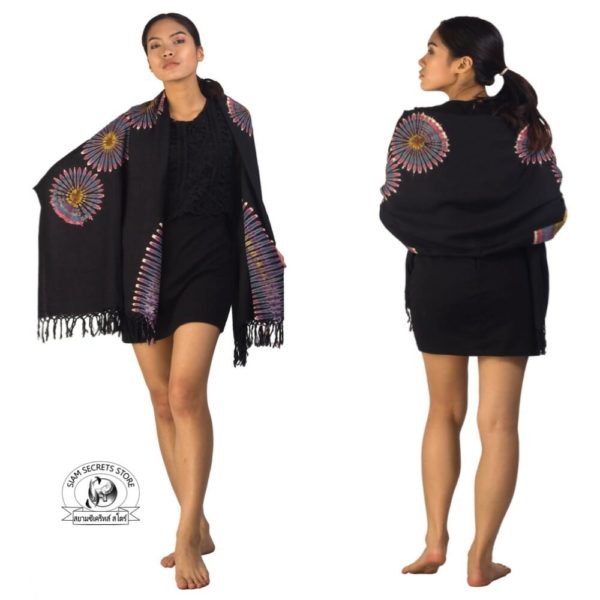Black tie dye sarong beauc cover-up by Siam Secrets