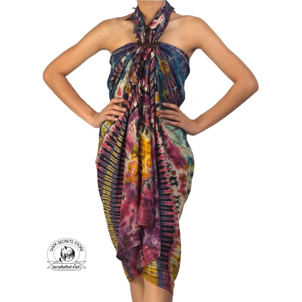 NEW MULTI COLOURED TIE DYE SARONG FULL LENGTH COVER PAREO WRAP ONE SIZE sa205
