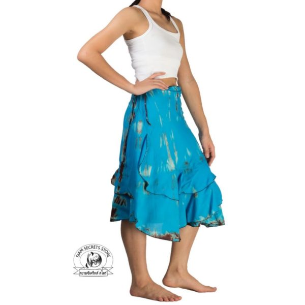 Blue Tie Dye Wrap Skirt side view