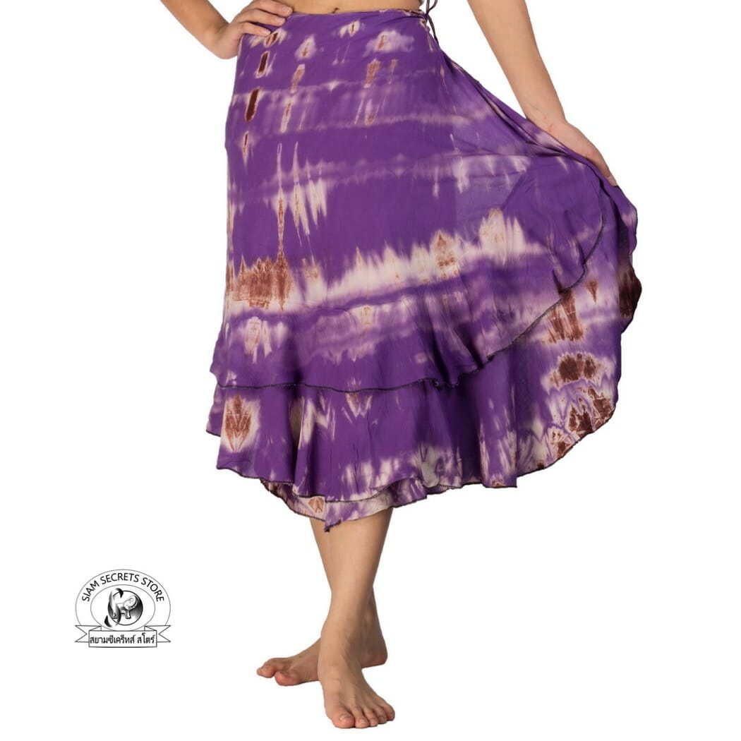 Purple Tie Dye Skirt #1 Summer Wrap Style Petite to Plus Fit