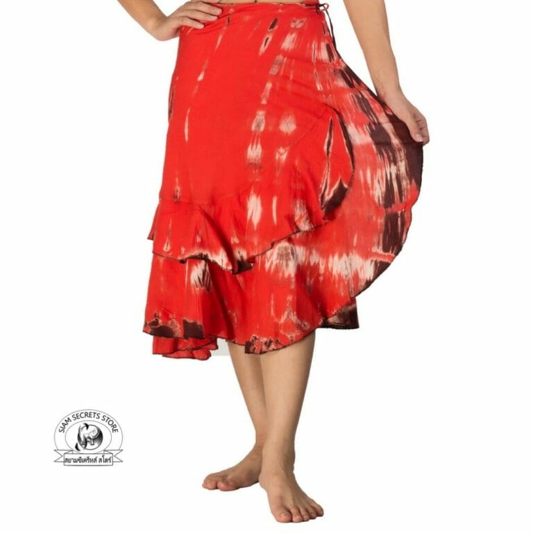 red wrap skirt in a 2 tiered gypsy design
