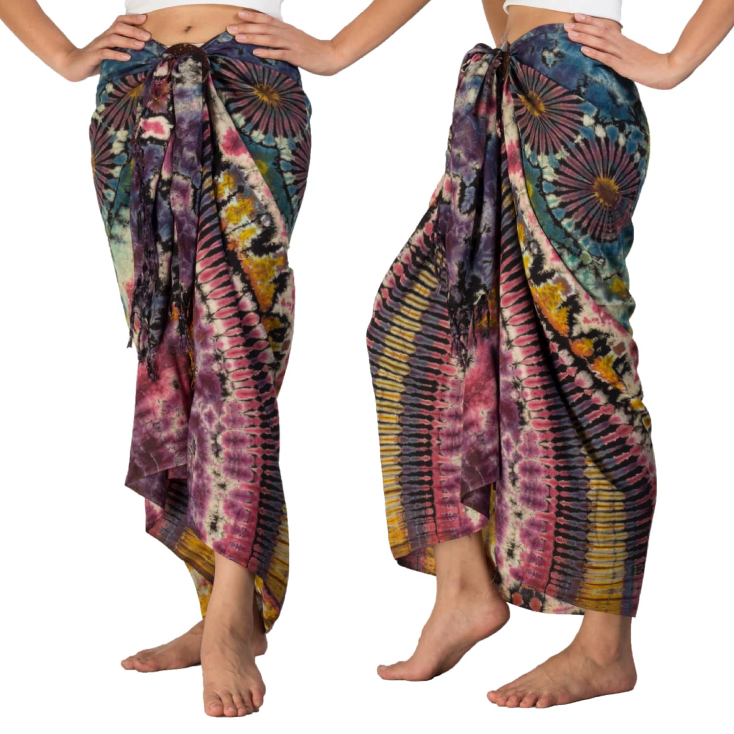 NEW MULTI COLOURED TIE DYE SARONG FULL LENGTH COVER PAREO WRAP ONE SIZE sa205