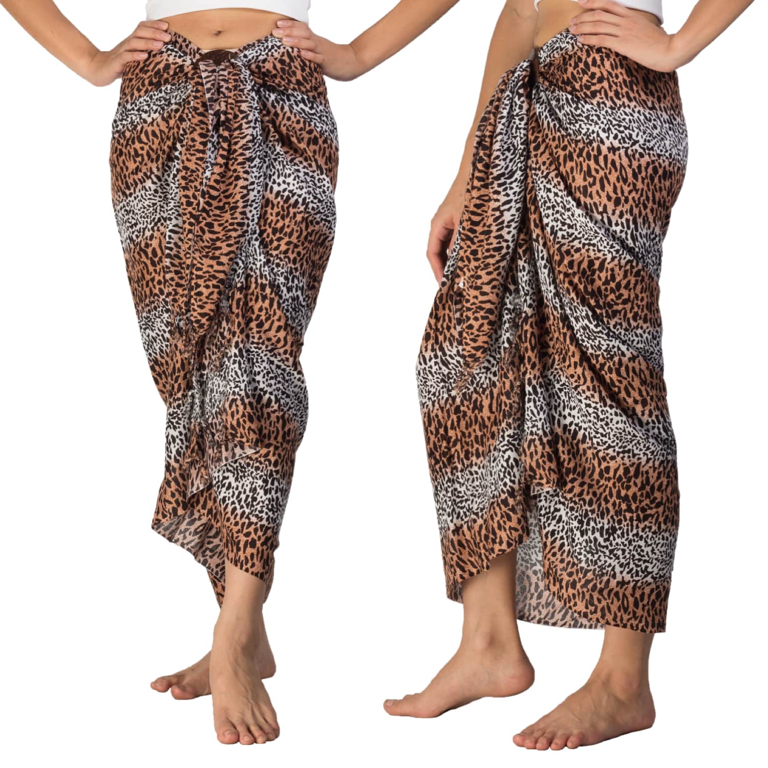 Summer Leopard Beach Long&Short Sarong Swimsuit Coverups Bikini