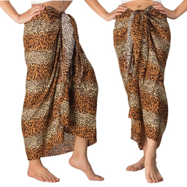 animal Print sarong in coffee and Cream