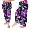 black floral sarong with Purple flowers