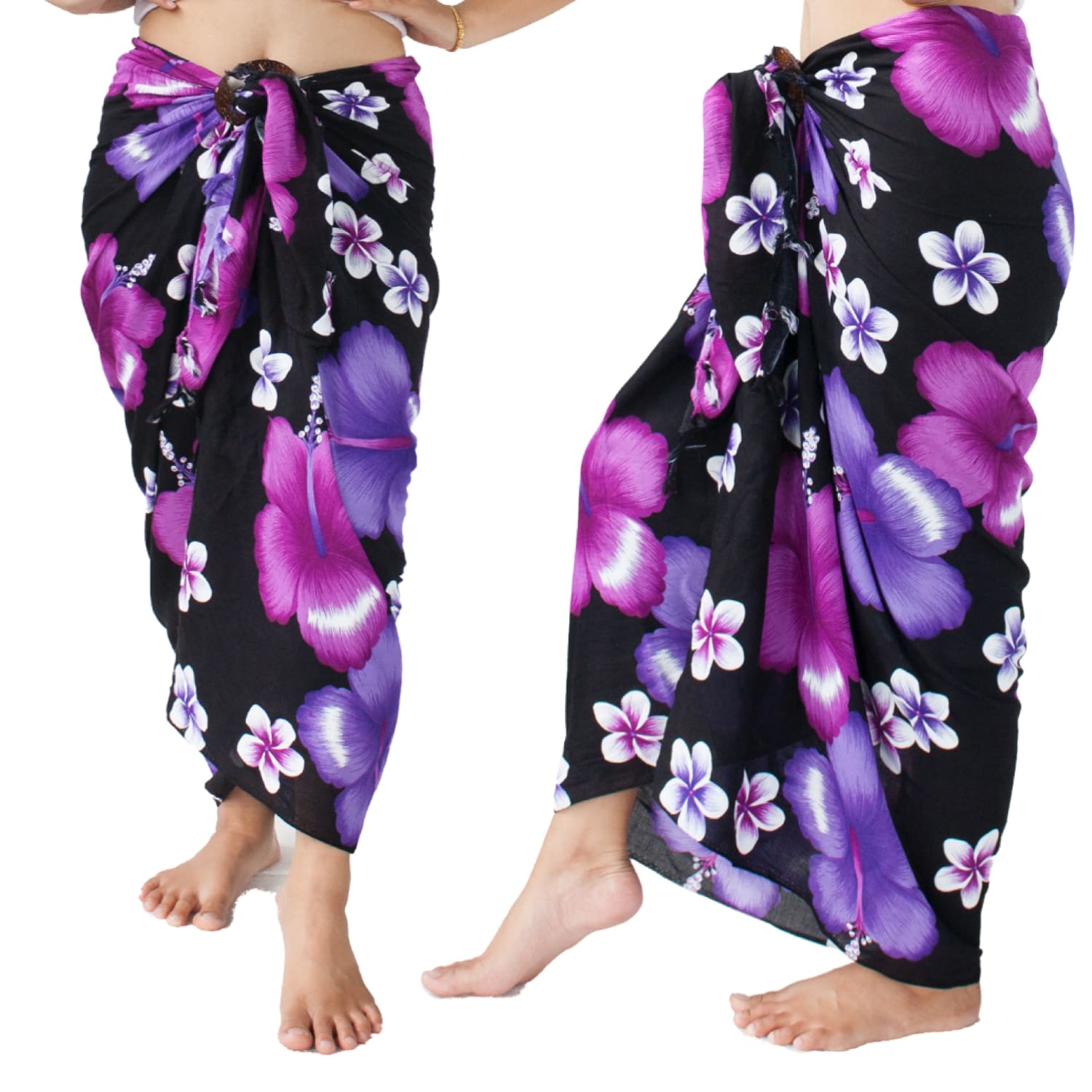 Simple Floral Sheer Sarong Personalized Purple 