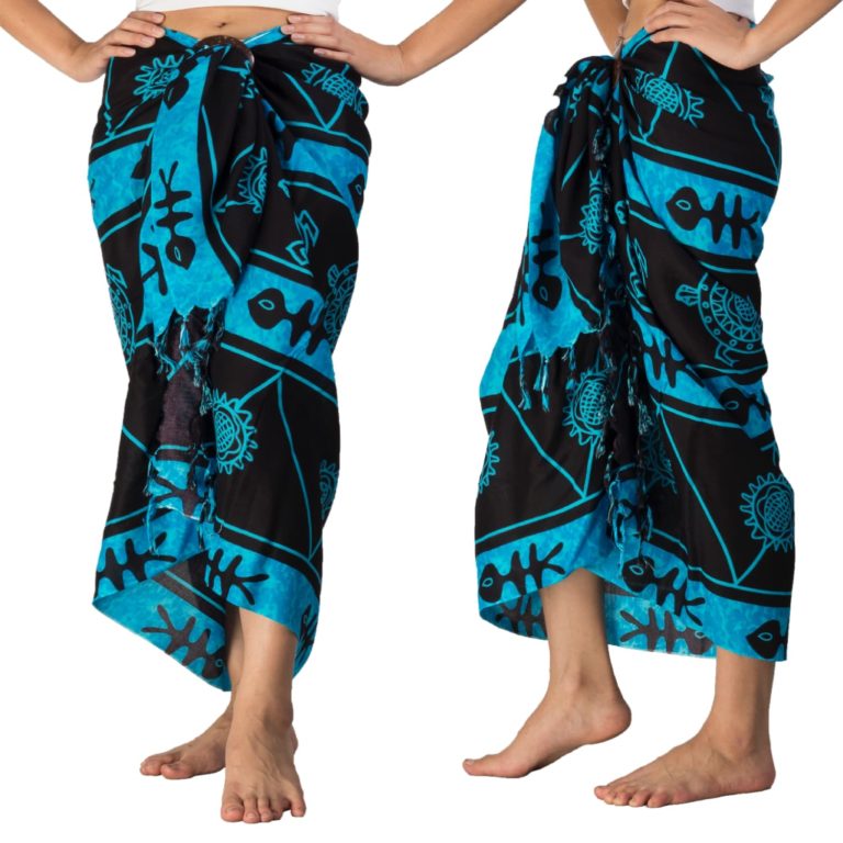 blue and black sarong beach wrap