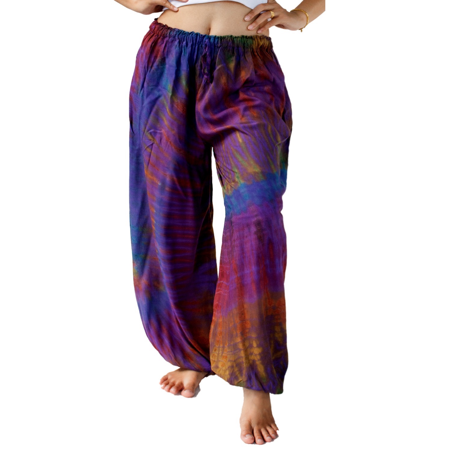 Purple Tie Dye Pants-Trippy Yoga Beach Trousers ⋆ Siam Secrets Apparel