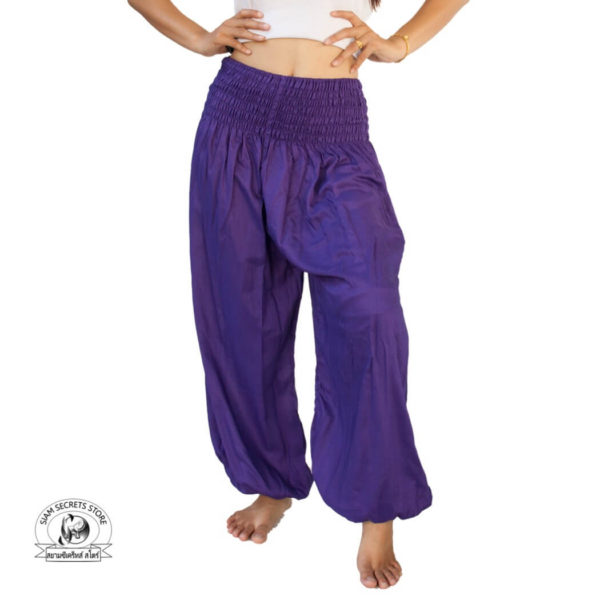 smock waist pants purple
