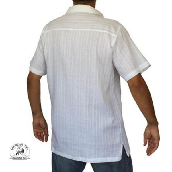 back view of White Collared Kurta Shirt