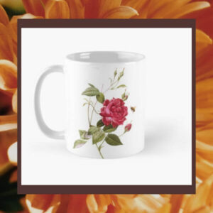 rose flower and bee coffee mug